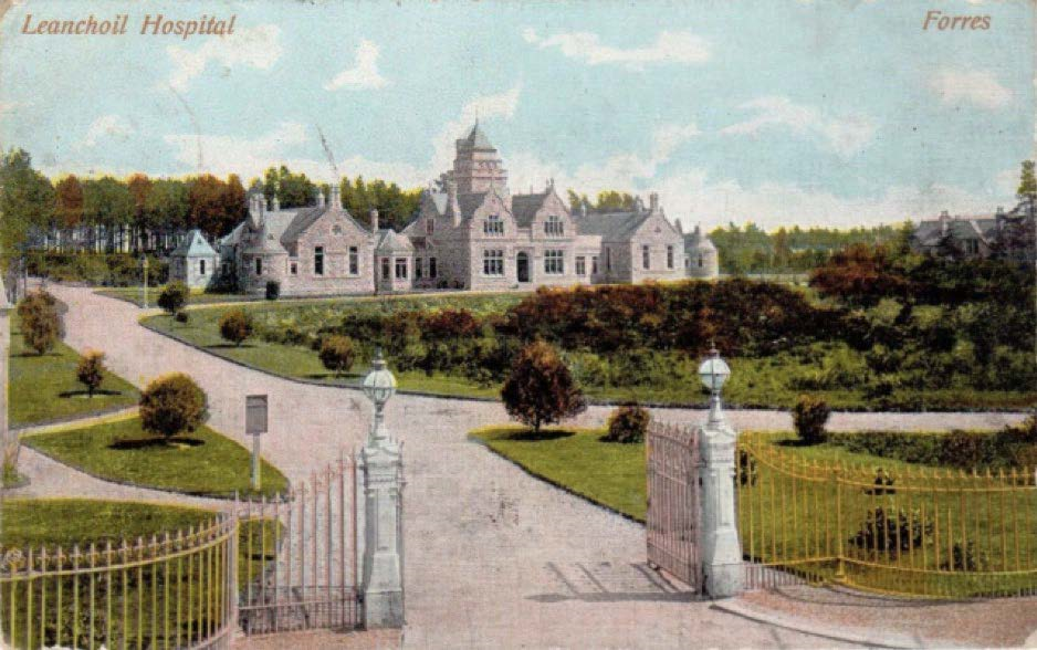 Vintage postcard of Leanchoil Hospital, Forres