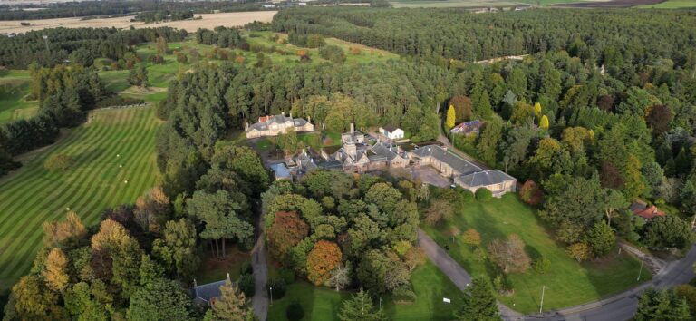 Leanchoil Hospital from the air in autumn