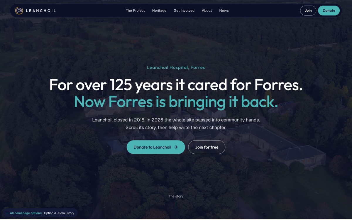 Option A, Scroll story: homepage preview